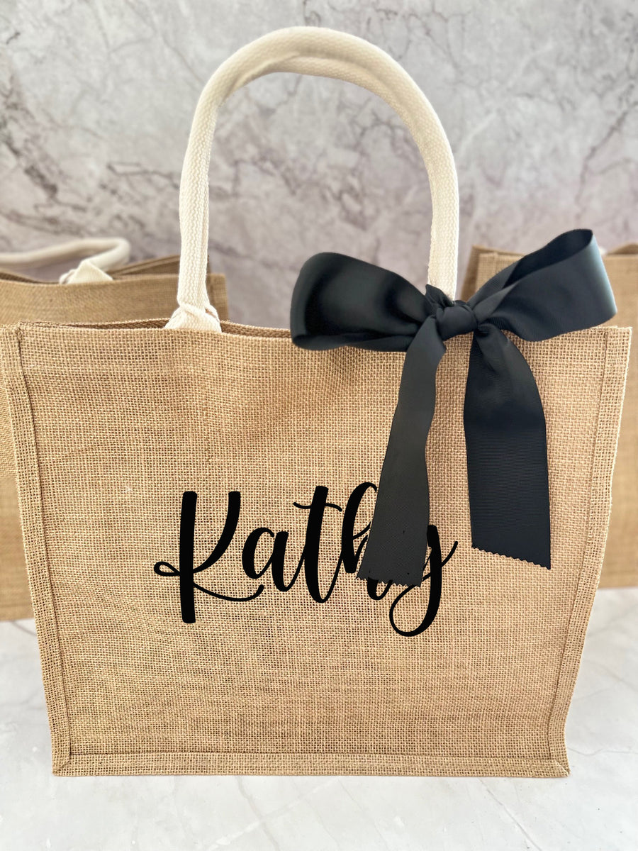 Personalised Jute Tote Bag - Natural – BareBride