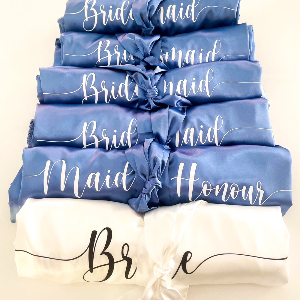 Dusty blue outlet wedding robes