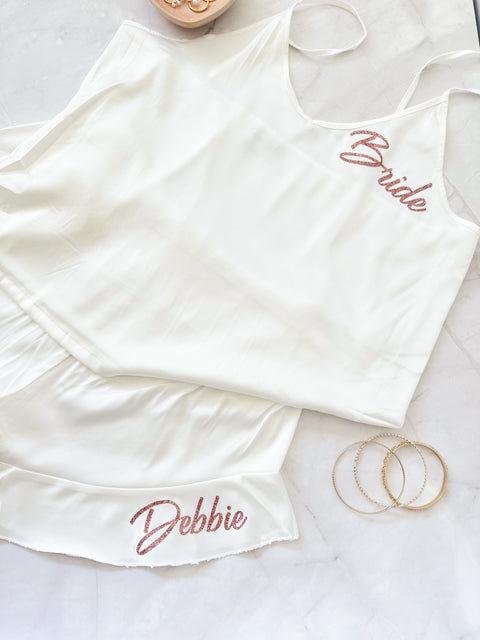 Isla Cami and Shorts Set - Blush Pink or White