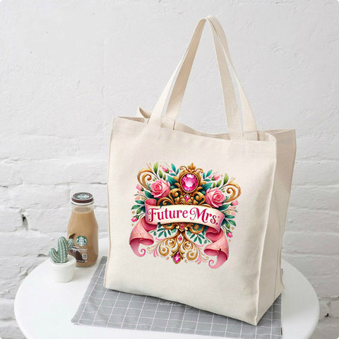 Personalised Large Tote Canvas Bag - Future Mrs