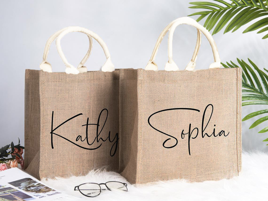 Personalised Jute Tote Bag - Natural – BareBride