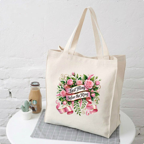 Personalised Large Tote Canvas Bag - Last Fling Before the Ring