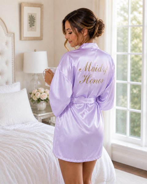 Molly Gold Glitter Robe - Maid of Honor - Lilac