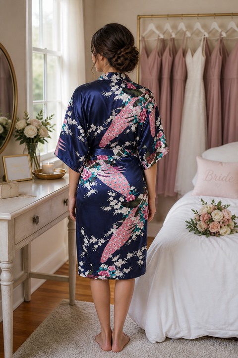 Keira Kimono Robe - Navy
