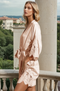 Penny Lace Trim Robe - Champagne and White