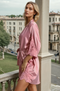 Penny Lace Trim Robe - Dusky Rose and White