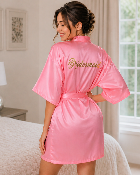 Molly Gold Glitter Robe - Bridesmaid - Pink
