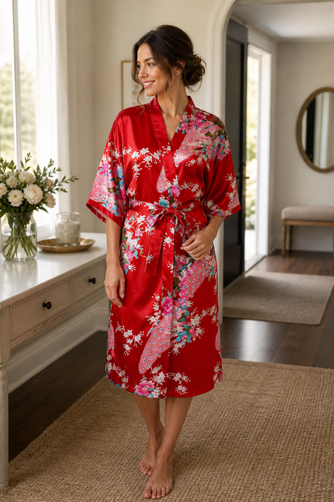 Keira Kimono Robe - Red