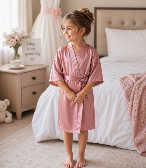 Billie Childrens Robe - Blush Pink