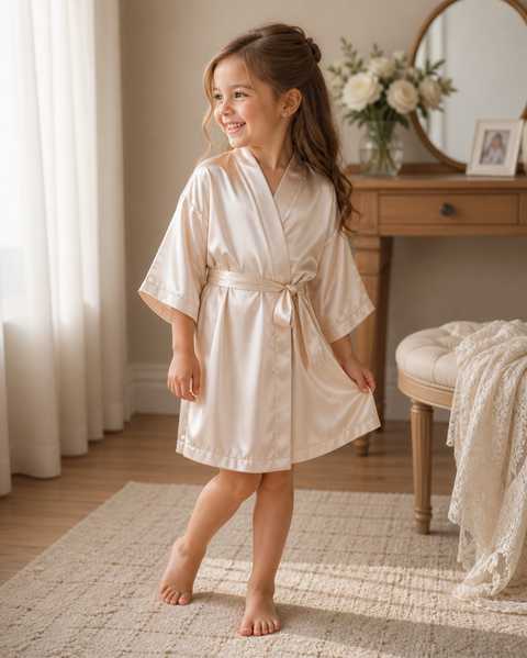Billie Childrens Robe - Champagne