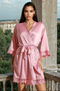 Willow Lace Hem Robe - Rose Pink and White