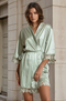 Willow Lace Hem Robe - Sage Green and White