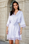 Willow Lace Hem Robe - Silvery Lilac and White