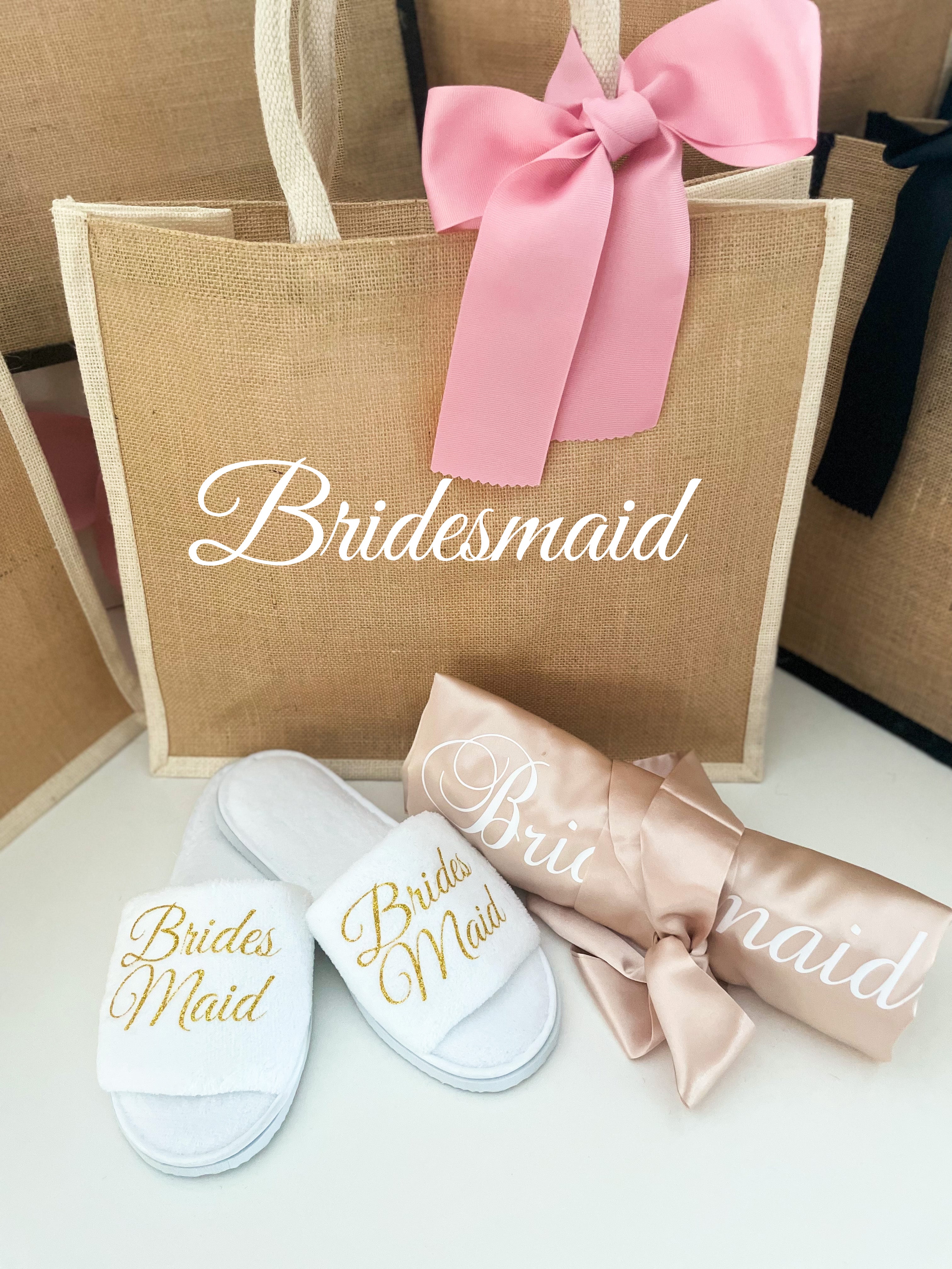 Personalised Mini Shimmer Jute Hessian Gift Bag ~ Bride to Be ~ Brides –  designs4ushop