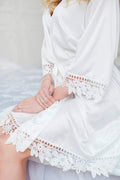 Willow Lace Hem Robe - Maple and White