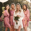 Penny Lace Trim Robe - Dusky Rose and White