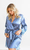 Penny Lace Trim Robe - Dusty Blue and White