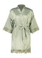 Willow Lace Hem Robe - Sage Green and White